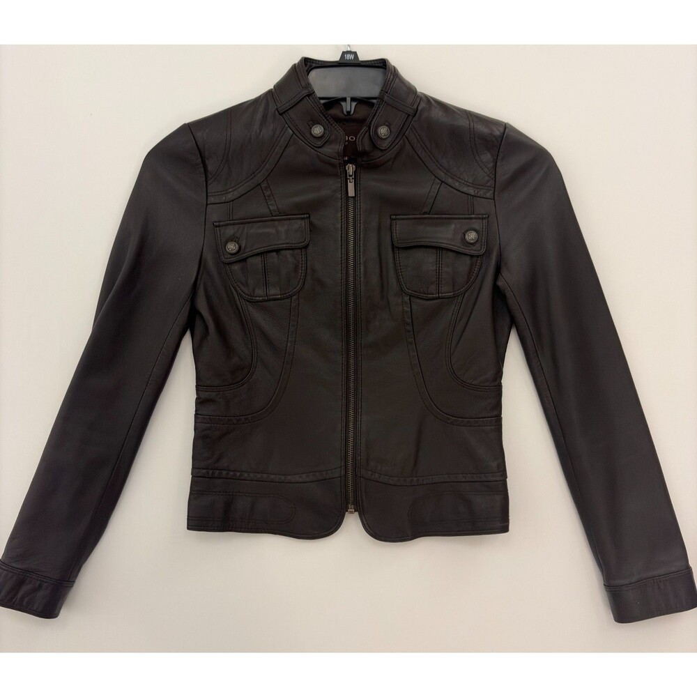 Vintage Robo Women's Leather Jacket Dark Brown - Size EU44 (fits US S-XS)